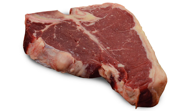 Porterhouse Steak - Links vom Knochen Filet, rechts das Roastbeef